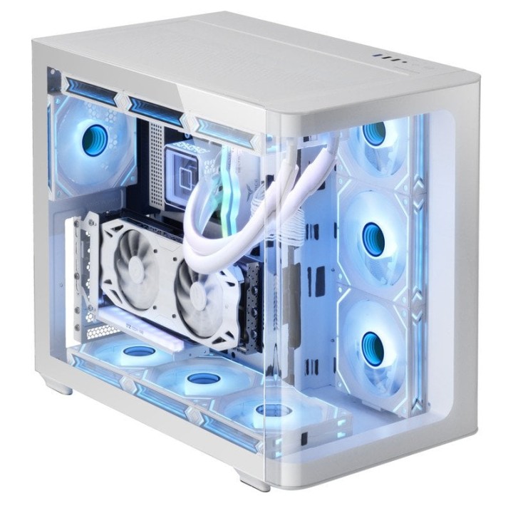 Mars Gaming MC-FUSION Gaming ATX Cristal Templado Continuo Curvo Doble Cámara Blanco