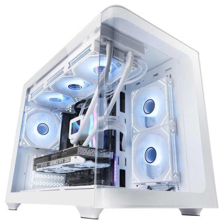 Mars Gaming MC-FUSIONM Caja Gaming Micro-ATX Cristal Templado Continuo Curvo Doble Cámara Blanco