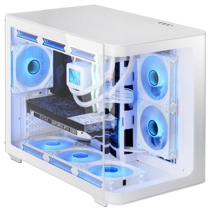 Mars Gaming MC-FUSIONM Caja Gaming Micro-ATX Cristal Templado Continuo Curvo Doble Cámara Blanco