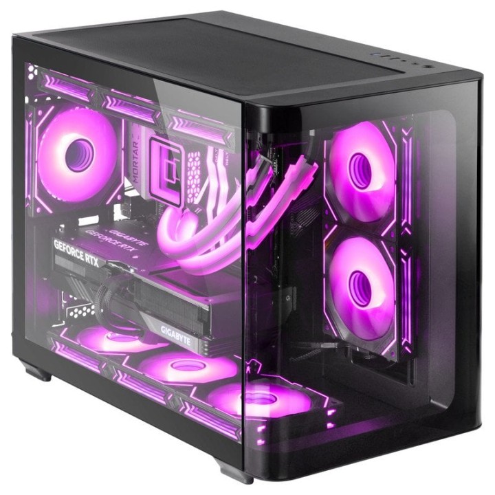 Mars Gaming MC-FUSIONM Caja Gaming Micro-ATX Cristal Templado Continuo Curvo Doble Cámara Negro