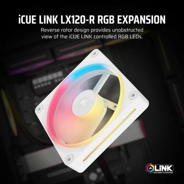 Corsair iCUE LINK LX120-R RGB Ventilador Suplementario PWM 120mm Blanco