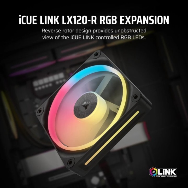 Corsair iCUE LINK LX120-R RGB Ventilador Suplementario PWM 120mm Negro