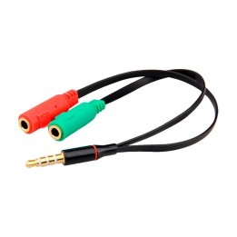 Cool Adaptador Doble Entrada a Jack 3.5mm Auxiliar Universal 20cm Negro