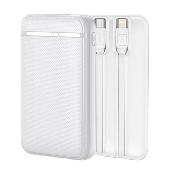 Cool Batería Externa Power Bank 5000 mAh con Cables USB-C / Lightning Blanco