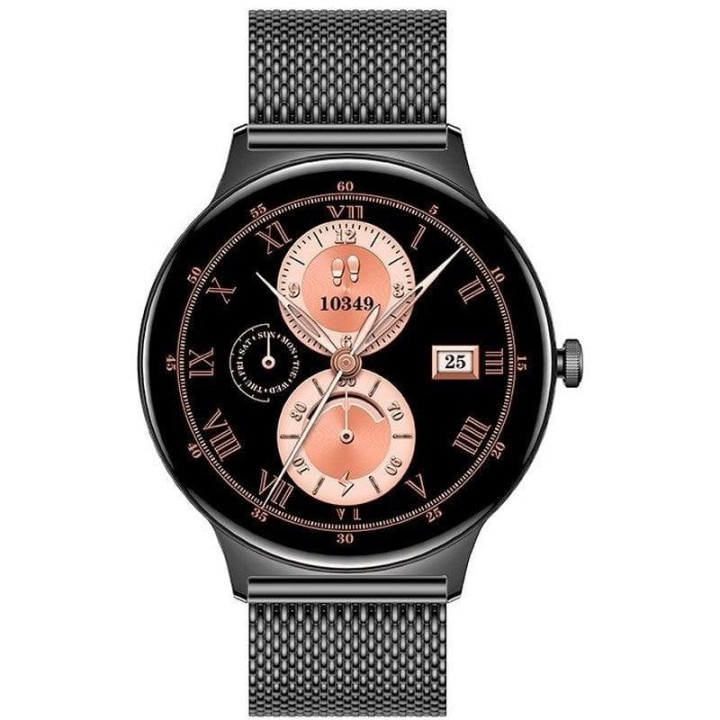Cool Ultrathin Reloj Smartwatch (AMOLED, Llamadas, Salud, Deporte) Negro + 2 Correas