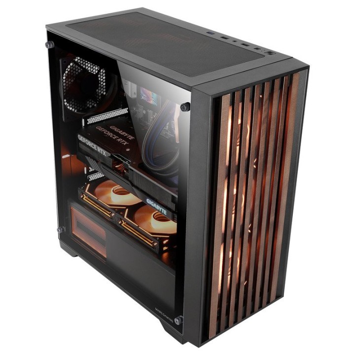 Mars Gaming MC-WOOD Caja PC ATX Panel Frontal de Madera Cristal Templado Ventilador FDB 12cm Negra