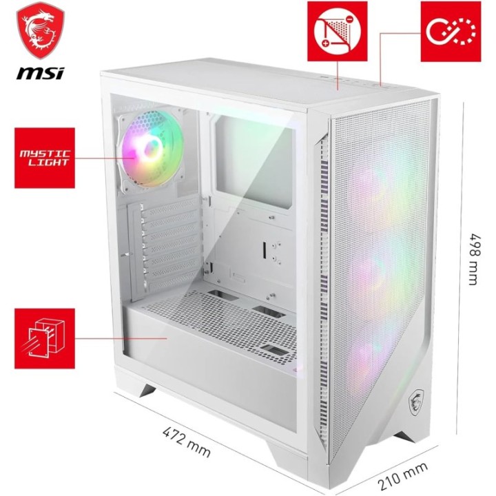 MSI MAG FORGE 320R AIRFLOW ARGB Mid Tower mATX Cristal Templado USB 3.2 Blanca
