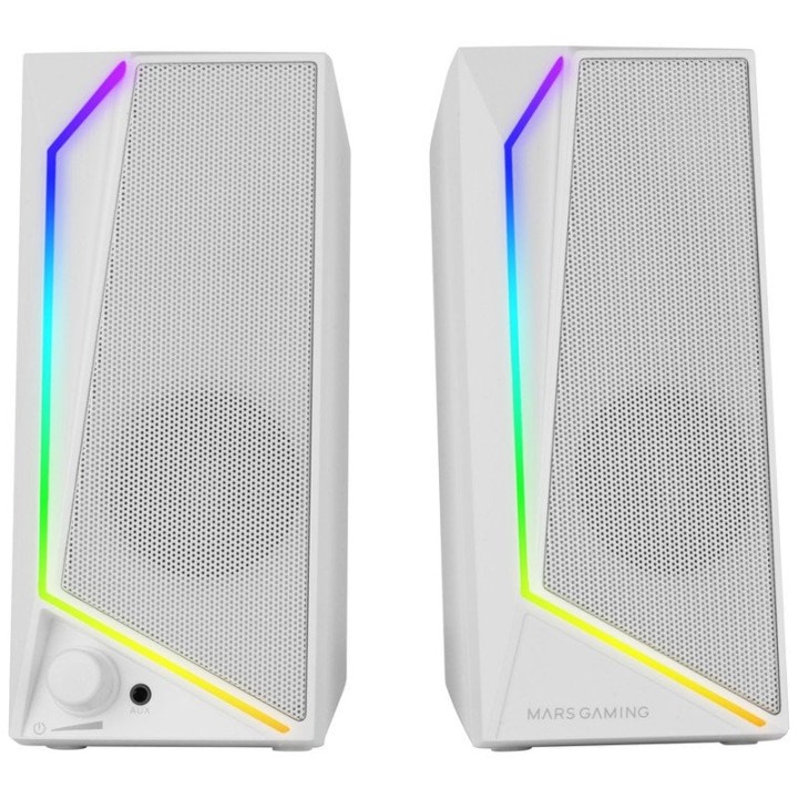 Mars Gaming MS72 Altavoces Gaming 15W RGB Flow 2 Drivers Activos Chipset DSP USB Jack 3.5mm Blanco