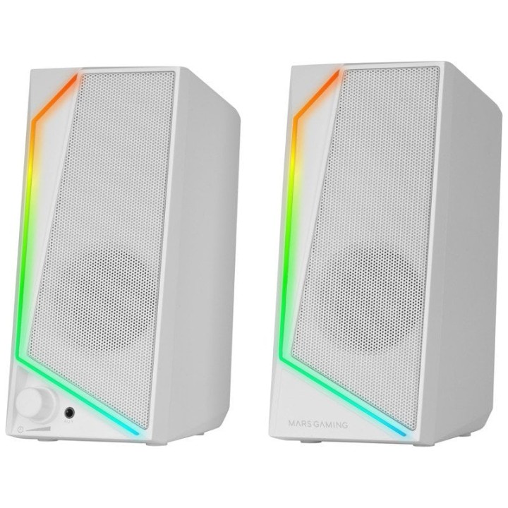 Mars Gaming MS72 Altavoces Gaming 15W RGB Flow 2 Drivers Activos Chipset DSP USB Jack 3.5mm Blanco