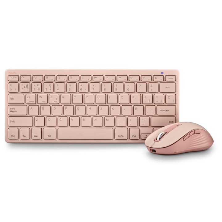 NGS Fantasy Kit Teclado + Ratón Multifunción Recargables y Silenciosos 12 Teclas Multimedia Rosa