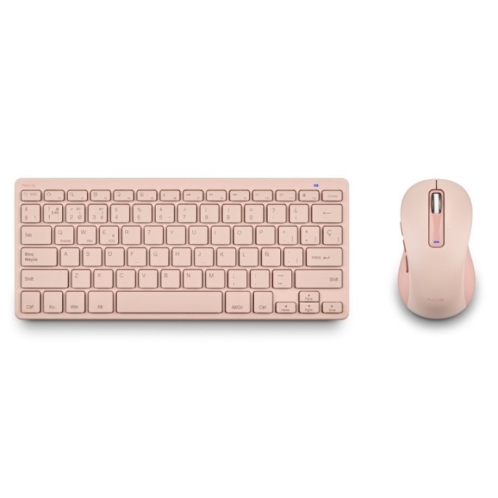 NGS Fantasy Kit Teclado + Ratón Multifunción Recargables y Silenciosos 12 Teclas Multimedia Rosa