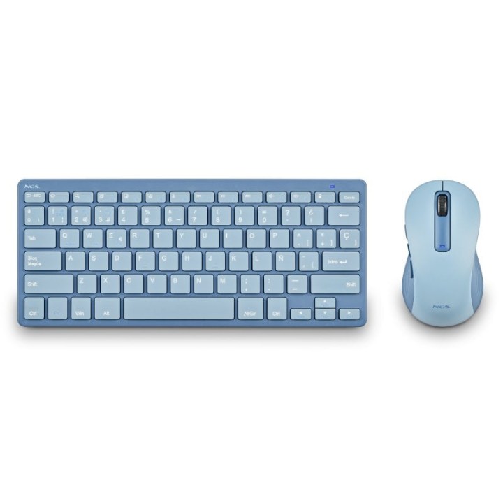 NGS Fantasy Kit Teclado + Ratón Multifunción Recargables y Silenciosos 12 Teclas Multimedia Azul