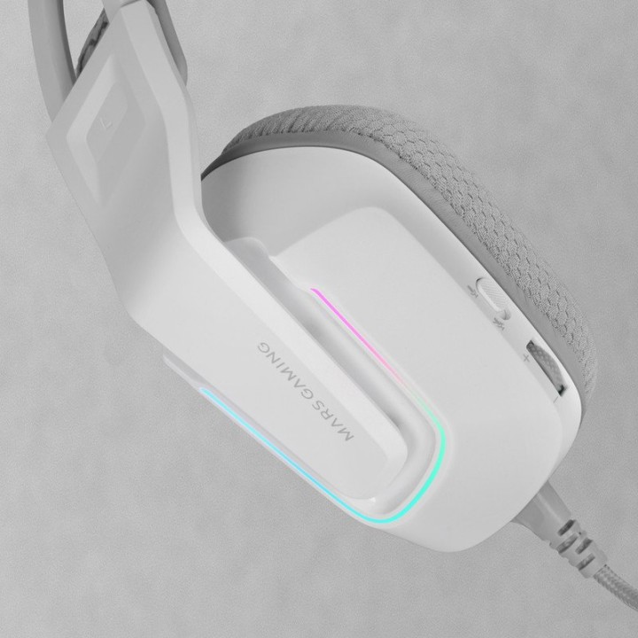 Mars Gaming Mh-strike Auriculares Ergonómicos Frgb Rainbow Drivers Neodimio 50mm Micrófono Blanco