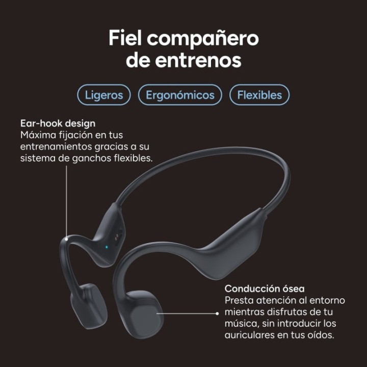 Ksix Astro 2 Auriculares Inalámbricos Deportivos de Conducción Ósea Negros
