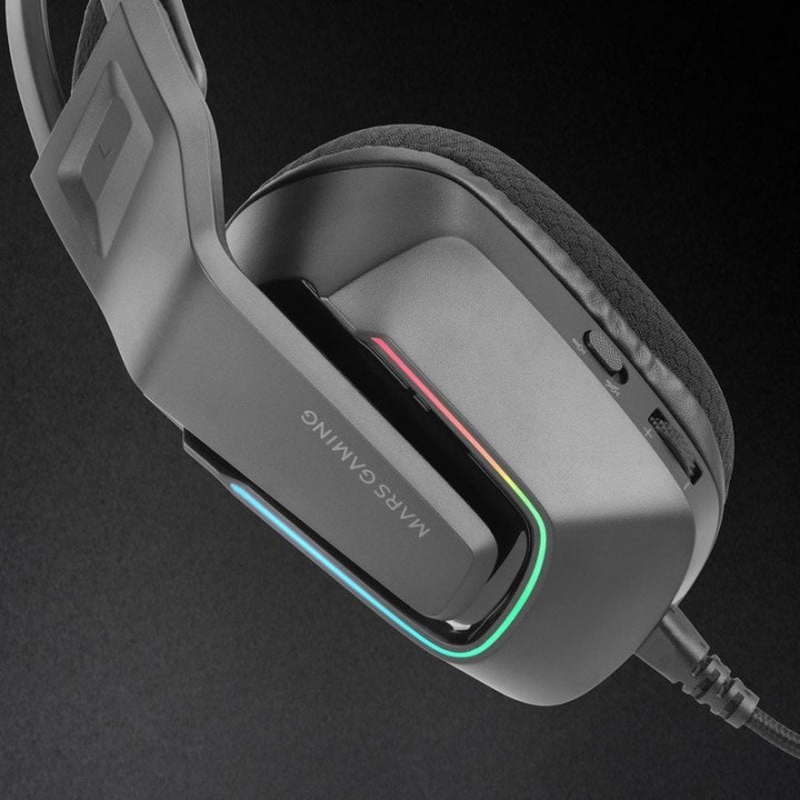 Mars Gaming Mh-strike Auriculares Ergonómicos Frgb Rainbow Drivers Neodimio 50mm Micrófono Negro