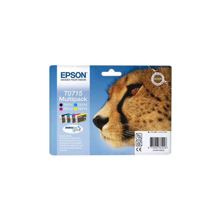 Tinta Epson T0715 Pack Negro/Tricolor (C13T07154012)