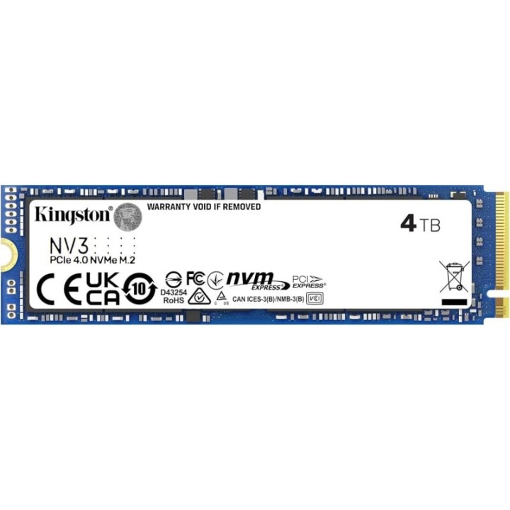 Kingston NV3 4TB Disco SSD 6000MB/s NVMe PCIe 4.0 M.2 Gen4 3D NAND