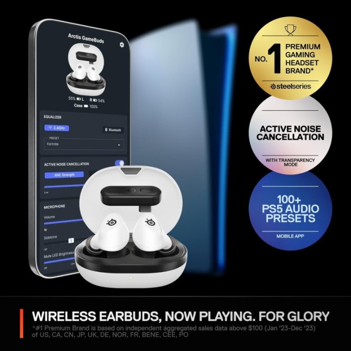 SteelSeries Arctis GameBuds Auriculares Inalámbricos Bluetooth Cancelación de Ruido para PS5 Negros