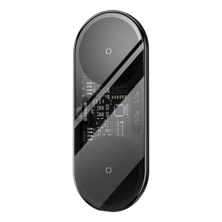 Baseus Cargador Inalámbrico con Pantalla Digital LED 2en1 20W Negro + Cable USB-C 1m