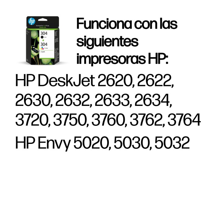 Tinta HP 304 Pack Negro/Tricolor 4ml/2ml (3JB05AE)