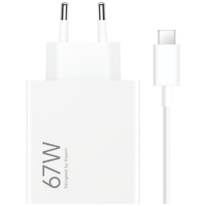 Xiaomi Adaptador de Corriente Carga Rápida 67W HyperCharge Combo USB-A Blanco + Cable USB-A a USB-C