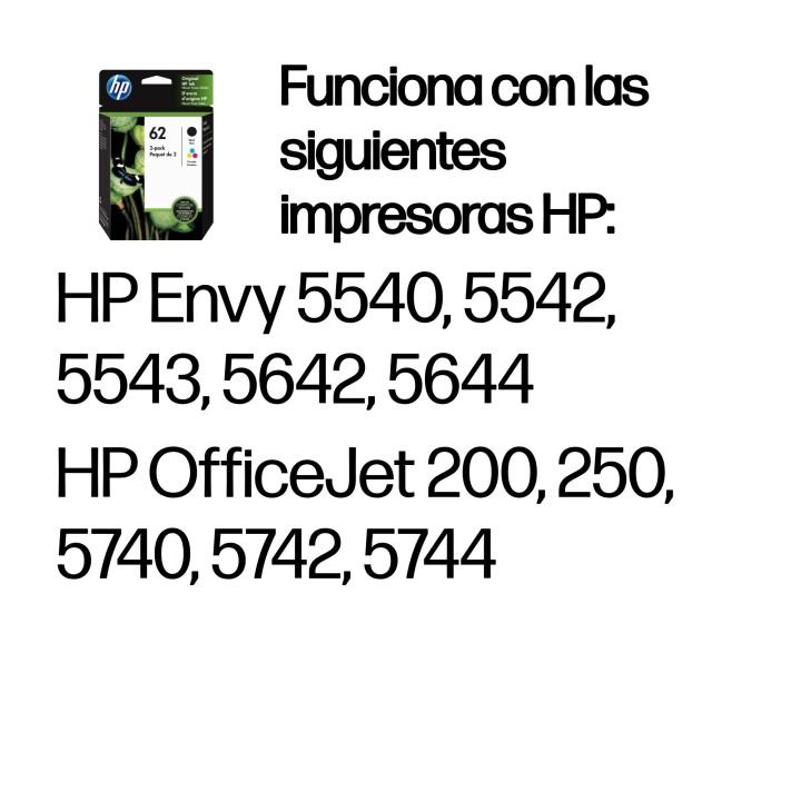 Tinta HP 62 Pack Tricolor/Negro (N9J71AE)