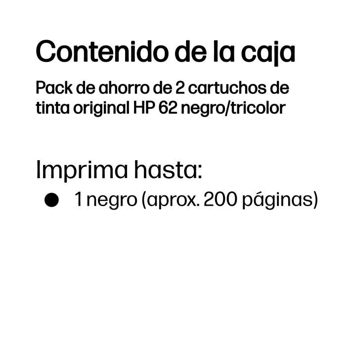 Tinta HP 62 Pack Tricolor/Negro (N9J71AE)