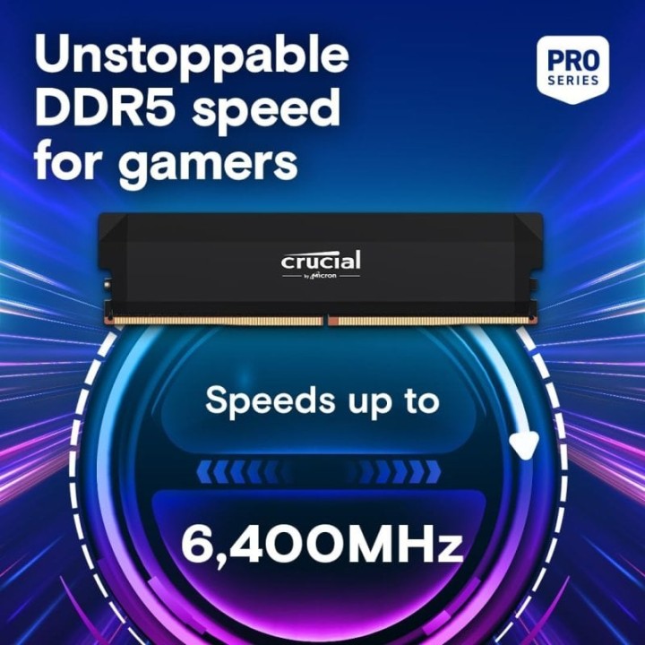 Crucial Pro OC DDR5 6400MHz 32GB 2x16GB CL38 Intel XMP 3.0 y AMD EXPO