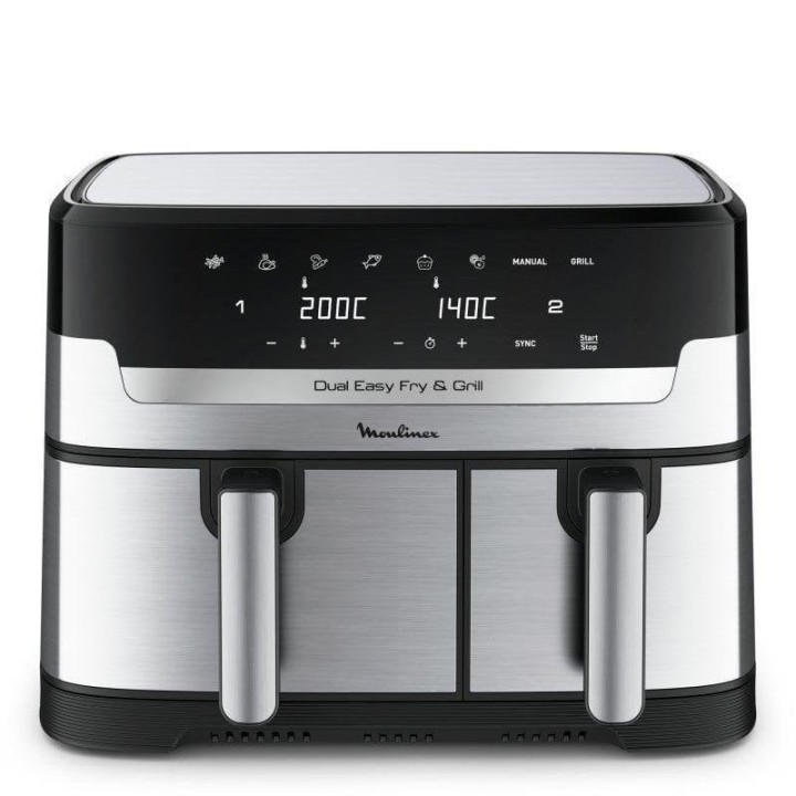 Moulinex Dual Easy Fry EZ905D20 Freidora de Aire Doble 8.3 L 2450 W Acero Inoxidable