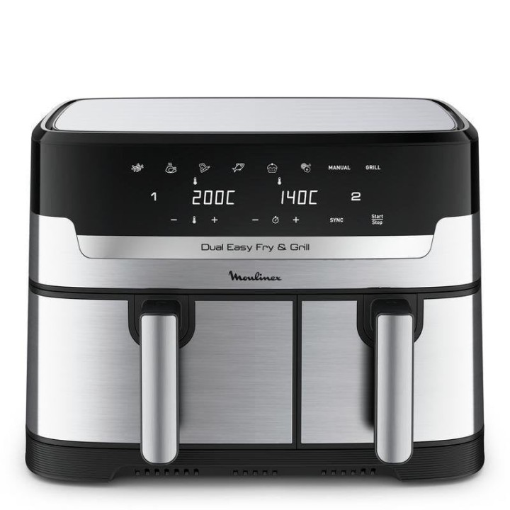 Moulinex Dual Easy Fry EZ905D20 Freidora de Aire Doble 8.3 L 2450 W Acero Inoxidable