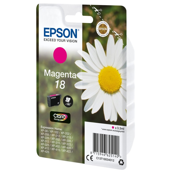 Tinta Epson 18 T1803 Magenta 3.3ml 180pág(C13T18034012)