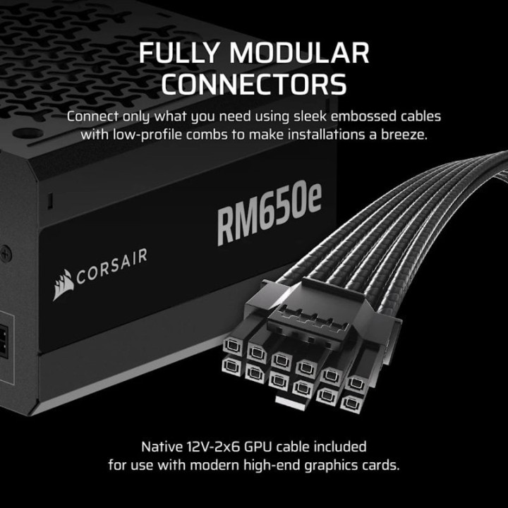 Corsair RMe Series RM650e ATX 3.1 PCIe 5.1 650W Cybenetics 80 Plus Gold Modular