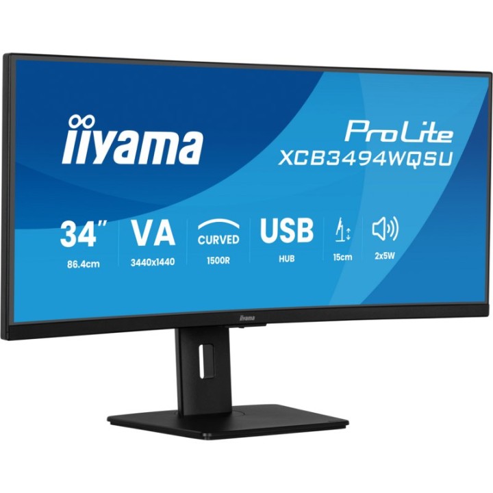 iiyama ProLite XCB3494WQSU-B1 34" VA CURVO UWQHD 120Hz USB-A Altavoces Altura Ajustable