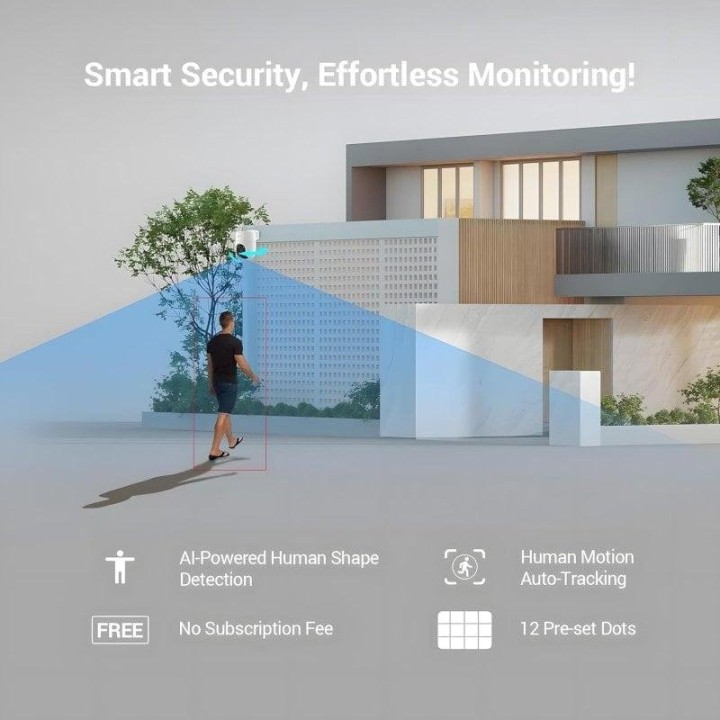 EZVIZ H8c PoE 2K Cámara de Seguridad WiFi para Exteriores Panorámica 350º Visión Nocturna