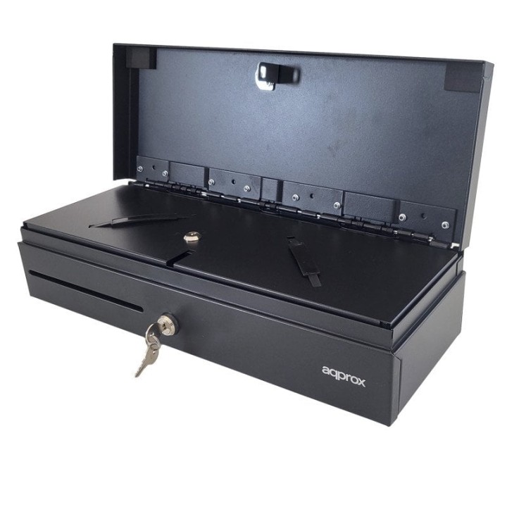 Approx appCASH02FLIPTOP Cajón Portamonedas Compacto Manual y Automático RJ-11/RJ-12 Negro