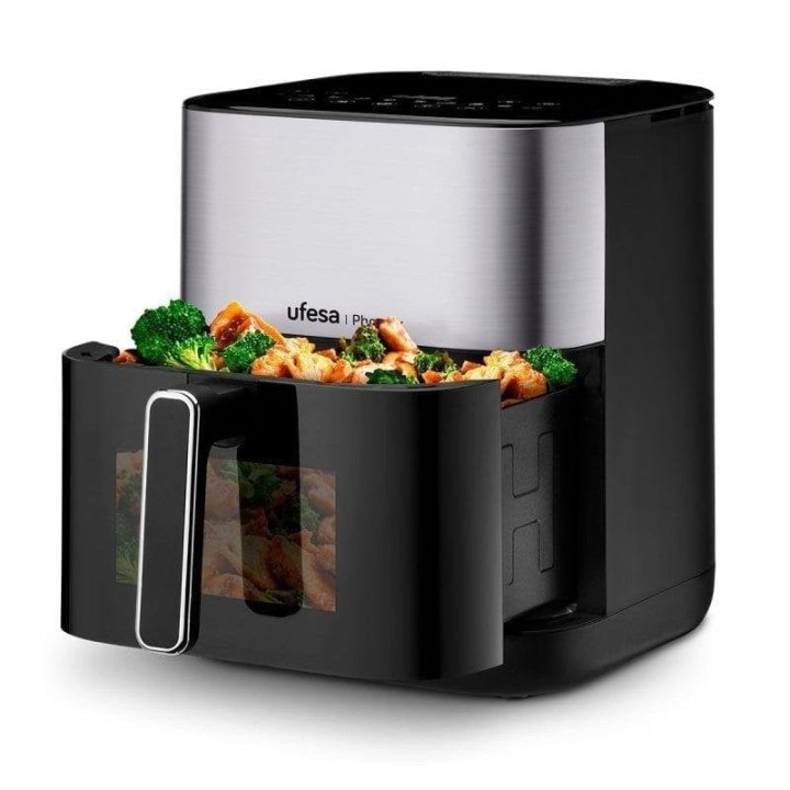 Ufesa Phoenix Freidora de Aire con Vapor, Doble Resistencia y Ventana 6L Negra/Inox
