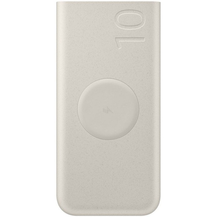 Samsung Batería Portátil 10.000mAh de Carga Súper Rápida 25W, Carga Inalámbrica, 2 Puertos, Beige