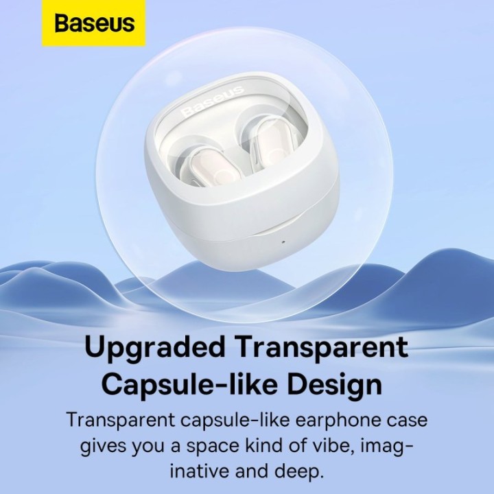 Baseus Bowie WM02 TWS Auriculares Inalámbricos Bluetooth con Estuche de Carga Blanco Crema