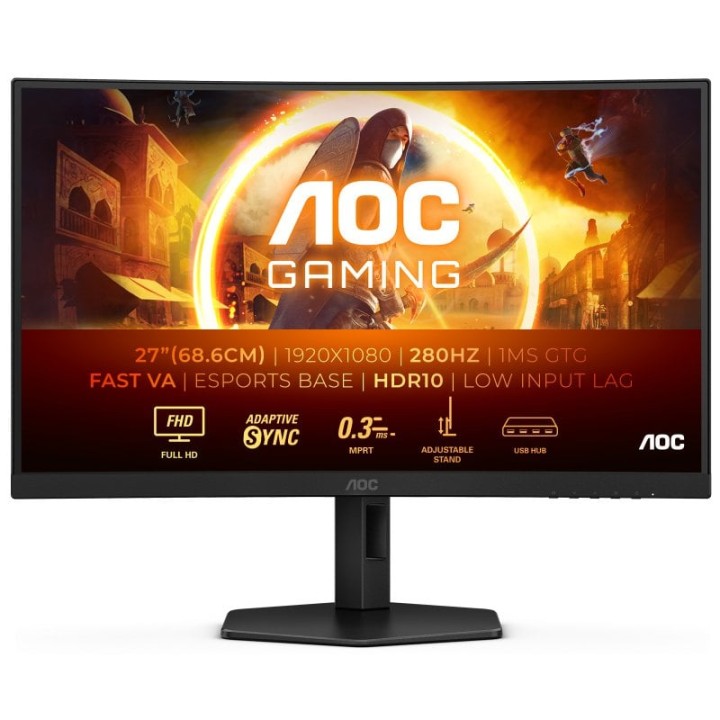 AOC C27G4ZXU 27" LED Fast VA FullHD 280Hz Altavoces Altura Ajustable Adaptive Sync Curva