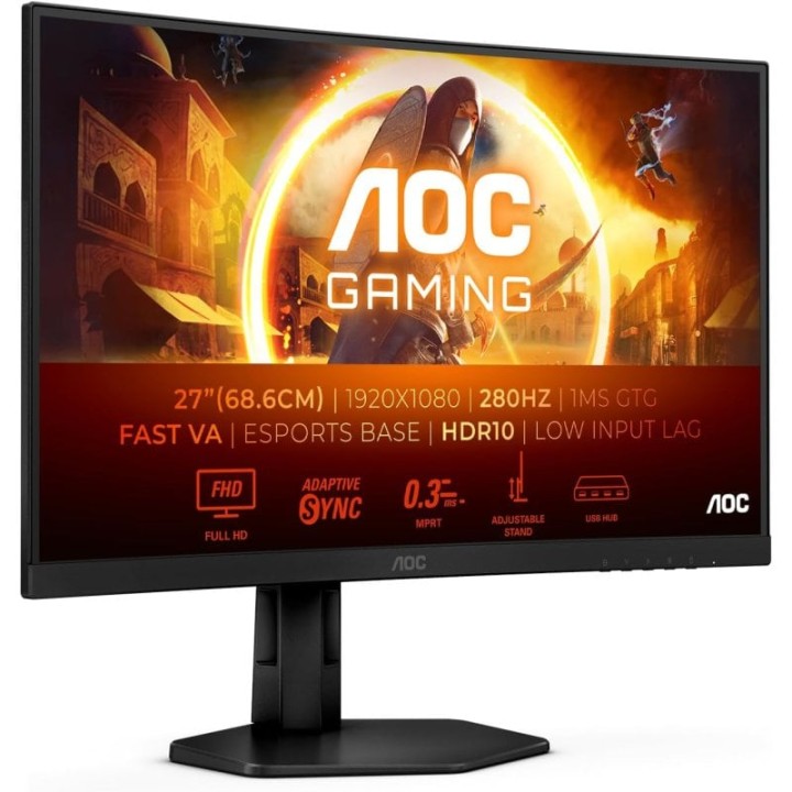 AOC C27G4ZXU 27" LED Fast VA FullHD 280Hz Altavoces Altura Ajustable Adaptive Sync Curva