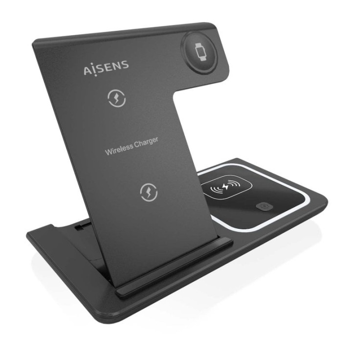 Aisens ASCH-15W3WC043-BK Cargador Inalámbrico USB-C 3 en 1 de 15W Negro