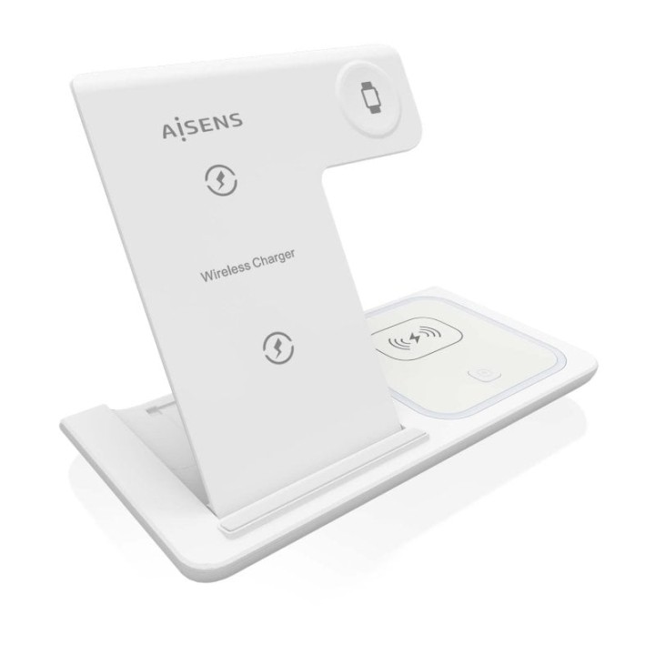 Aisens ASCH-15W3WC044-W Cargador Inalámbrico USB-C 3 en 1 de 15W Blanco