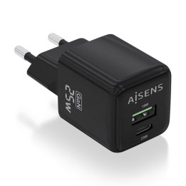 Aisens ASCH-25W2P015-BK Cargador GaN 25W 1xUSB-C PD3.0 QC4.0 1xUSB-A QC3.0 Negro