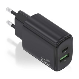 Aisens A110-0912 Cargador 25W 1xUSB-C PD3.0 1xUSB-A QC3.0 Negro
