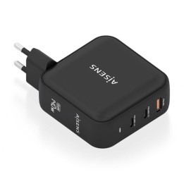Aisens ASCH-140W3P031-BK Cargador GaN 140W 2xUSB-C PD3.1 QC4.0 1xUSB-A QC3.0 Negro