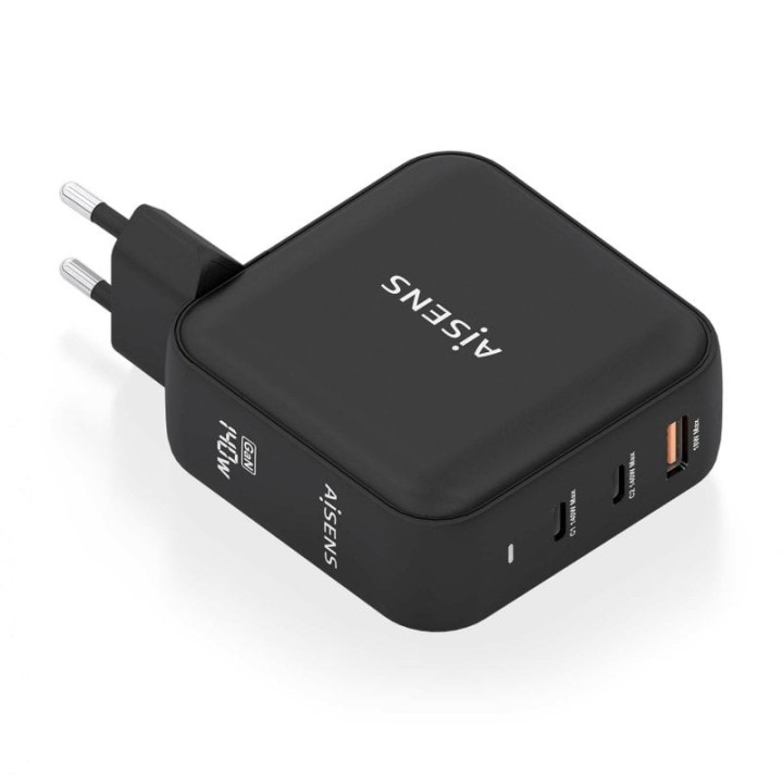 Aisens ASCH-140W3P031-BK Cargador GaN 140W 2xUSB-C PD3.1 QC4.0 1xUSB-A QC3.0 Negro