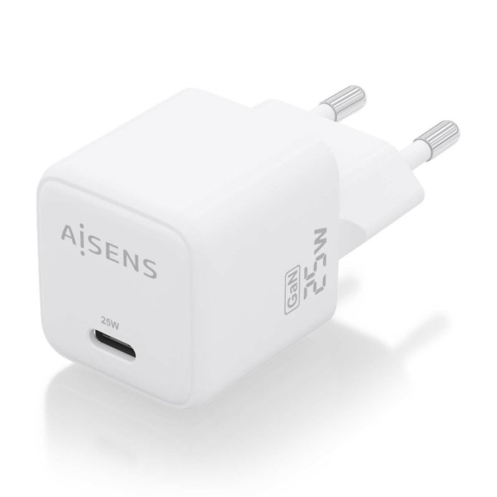 Aisens ASCH-25W1P012-W Cargador GaN 25W 1xUSB-C PD3.0 QC4.0 Blanco