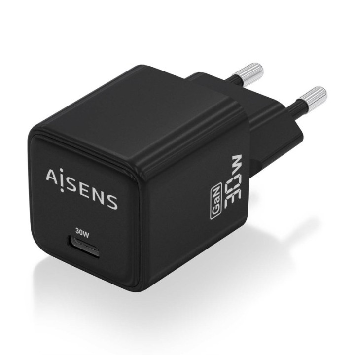 Aisens ASCH-30W1P036-BK Cargador GaN 30W 1xUSB-C PD3.0 QC4.0 Negro