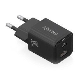 Aisens ASCH-30W2P021-BK Cargador GaN 30W 1xUSB-C PD3.0 QC4.0 1xUSB-A QC3.0 Negro