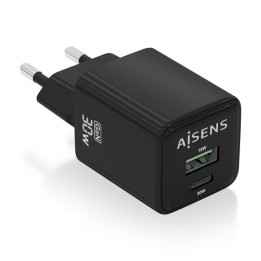 Aisens ASCH-30W2P038-BK Cargador GaN 30W 1xUSB-C PD3.0 QC4.0 1xUSB-A QC3.0 Negro